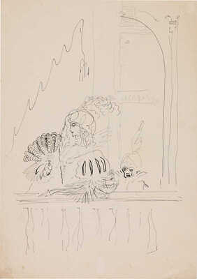 Бехтеев Владимир Георгиевич. Лот из 19 иллюстраций к роману Т. Готье «Девица Мопен» на 16 листах, на оборотной стороне наброски (для издательства Academia)